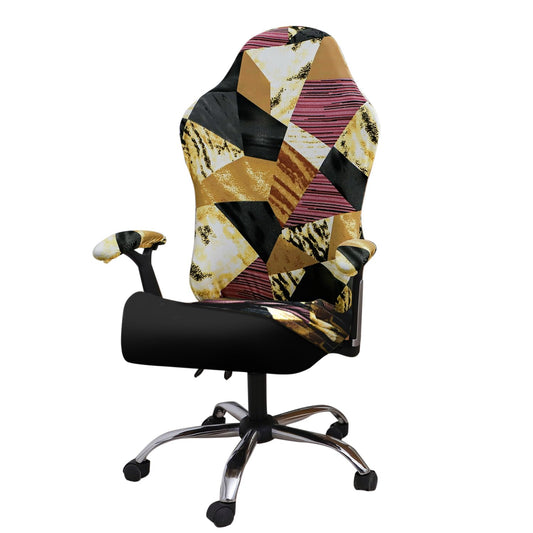 Gaming Chair Seat Cover Elastic Computer Rotating Chair, Wine Abstract Geometry