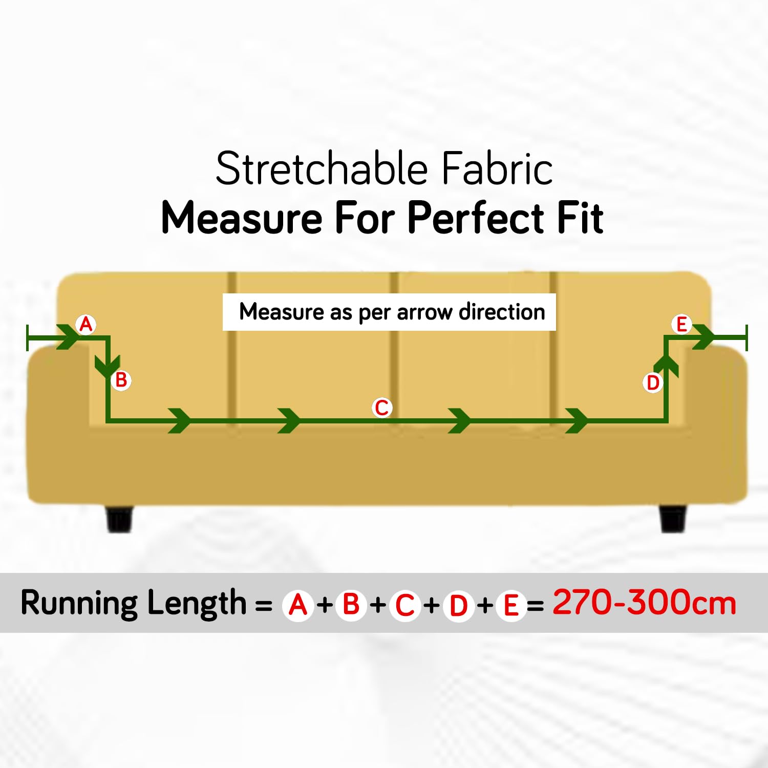 Elastic stretchable sofa cover measurement guide for 1,2,3,4 seater sofa