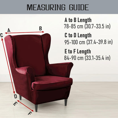 Premium Original Velvet Wing Chair Cover, Burgundy