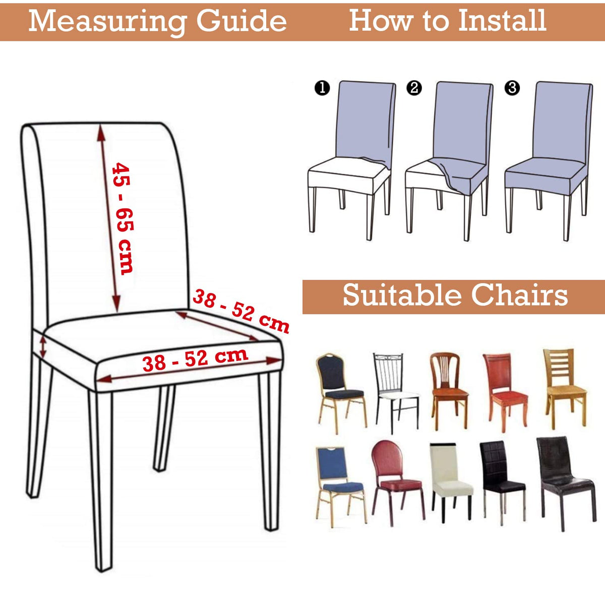 Elastic Stretchable Dining Chair Cover with Frill, Beige Vines