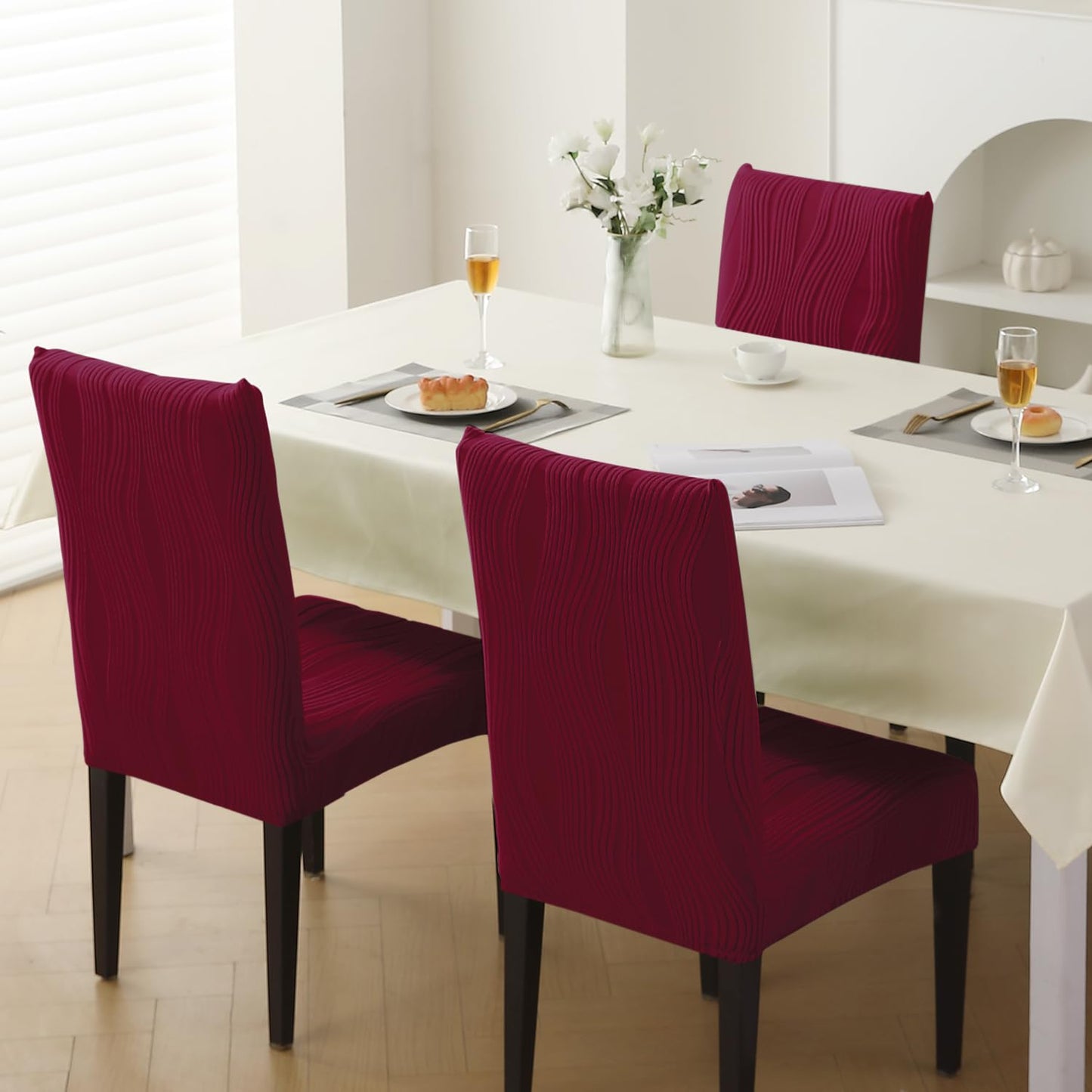 Nestiva Series Stretchable Knitting Jacquard Chair Cover - Burgundy