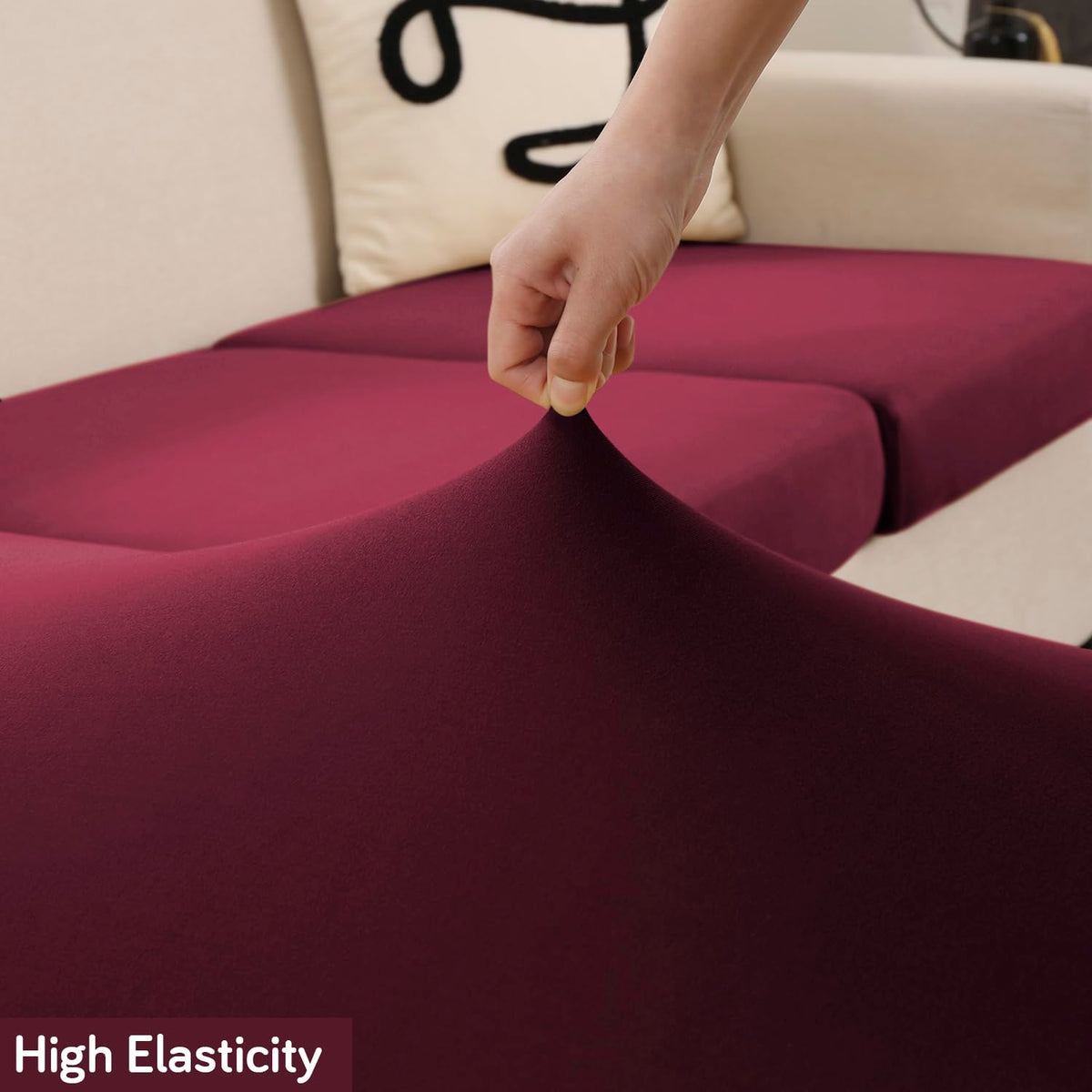 100% Waterproof Stretchable Seat Couch Cushion Cover for 1/2/3 Seater, Maroon