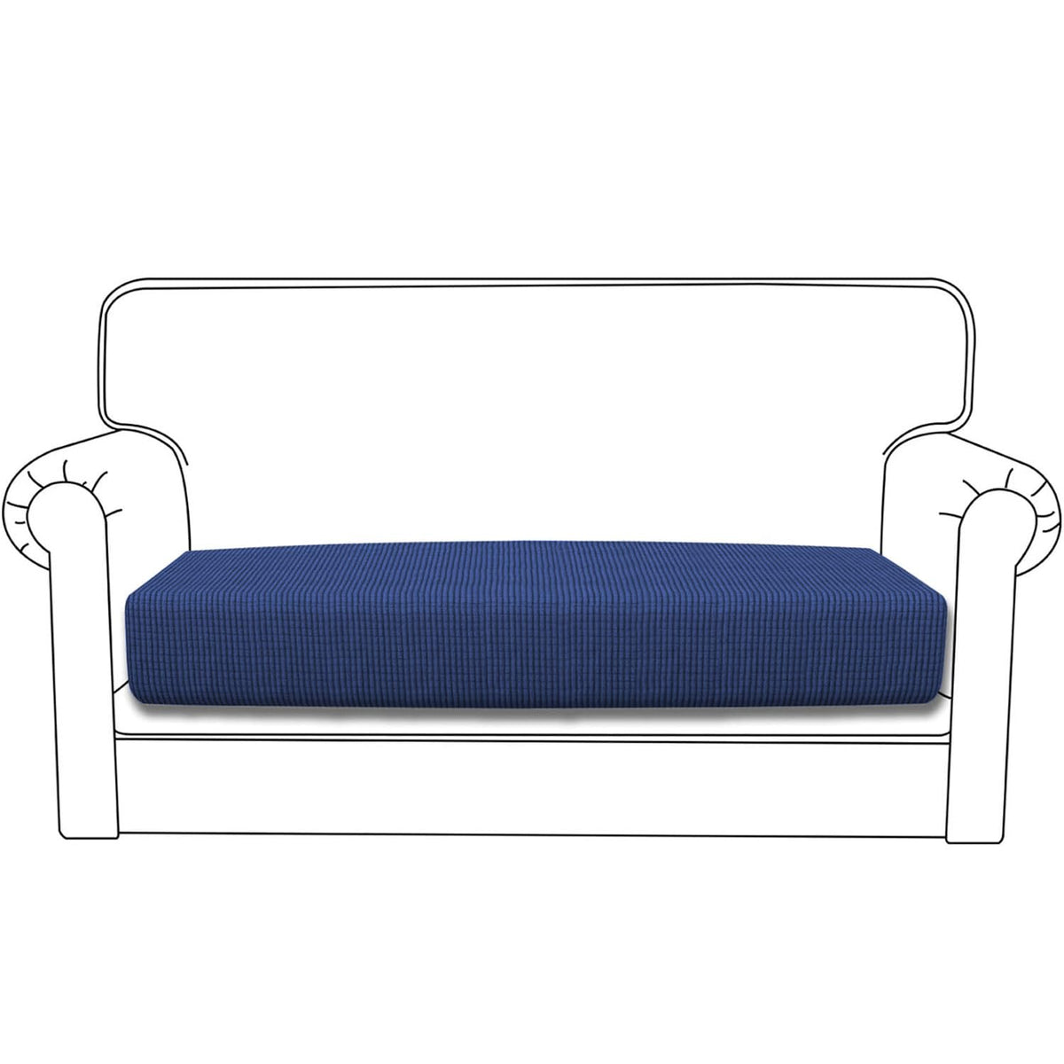 Stretchable Thick Jacquard Textured Seat Cushion Cover for 1/2/3 Seaters / Pieces for Sofa, Navy Blue