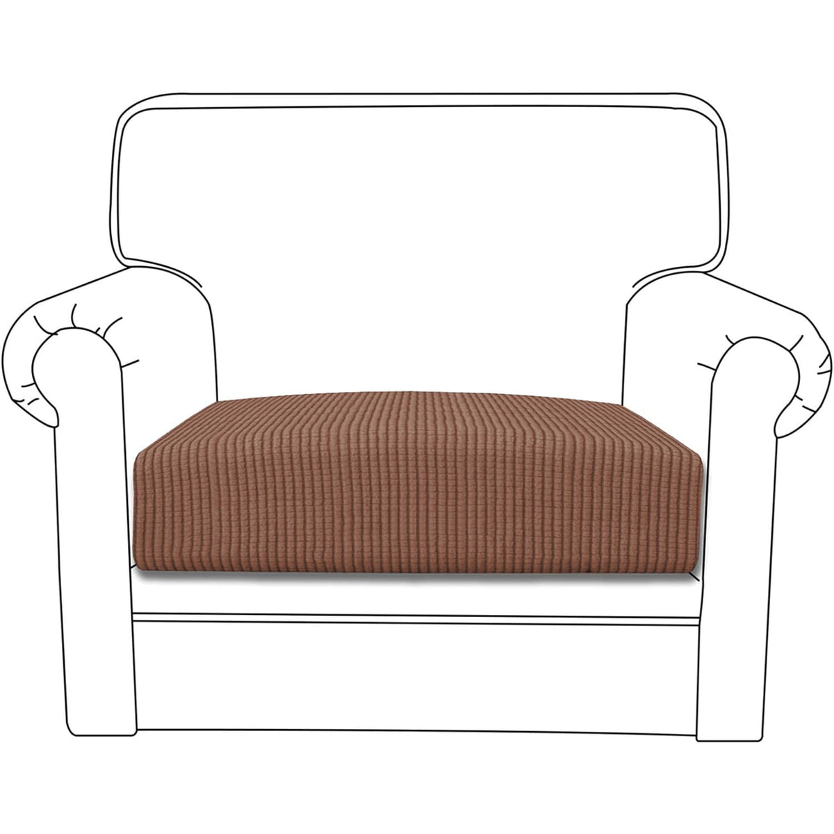 Stretchable Thick Jacquard Textured Seat Cushion Cover for 1/2/3 Seaters / Pieces for Sofa, Brown