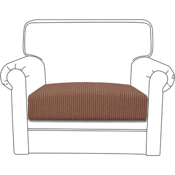 Stretchable Thick Jacquard Textured Seat Cushion Cover for 1/2/3 Seaters / Pieces for Sofa, Brown