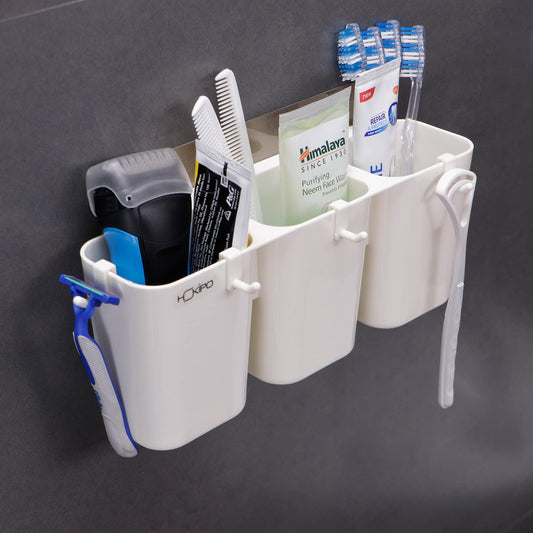 Self Adhesive Plastic Storage Rack For Bathroom/Wash Basin Shower Accessories,White