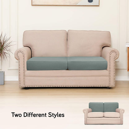Stretchable Thick Jacquard Textured Seat Cushion Cover for 1/2/3 Seaters / Pieces for Sofa, Green