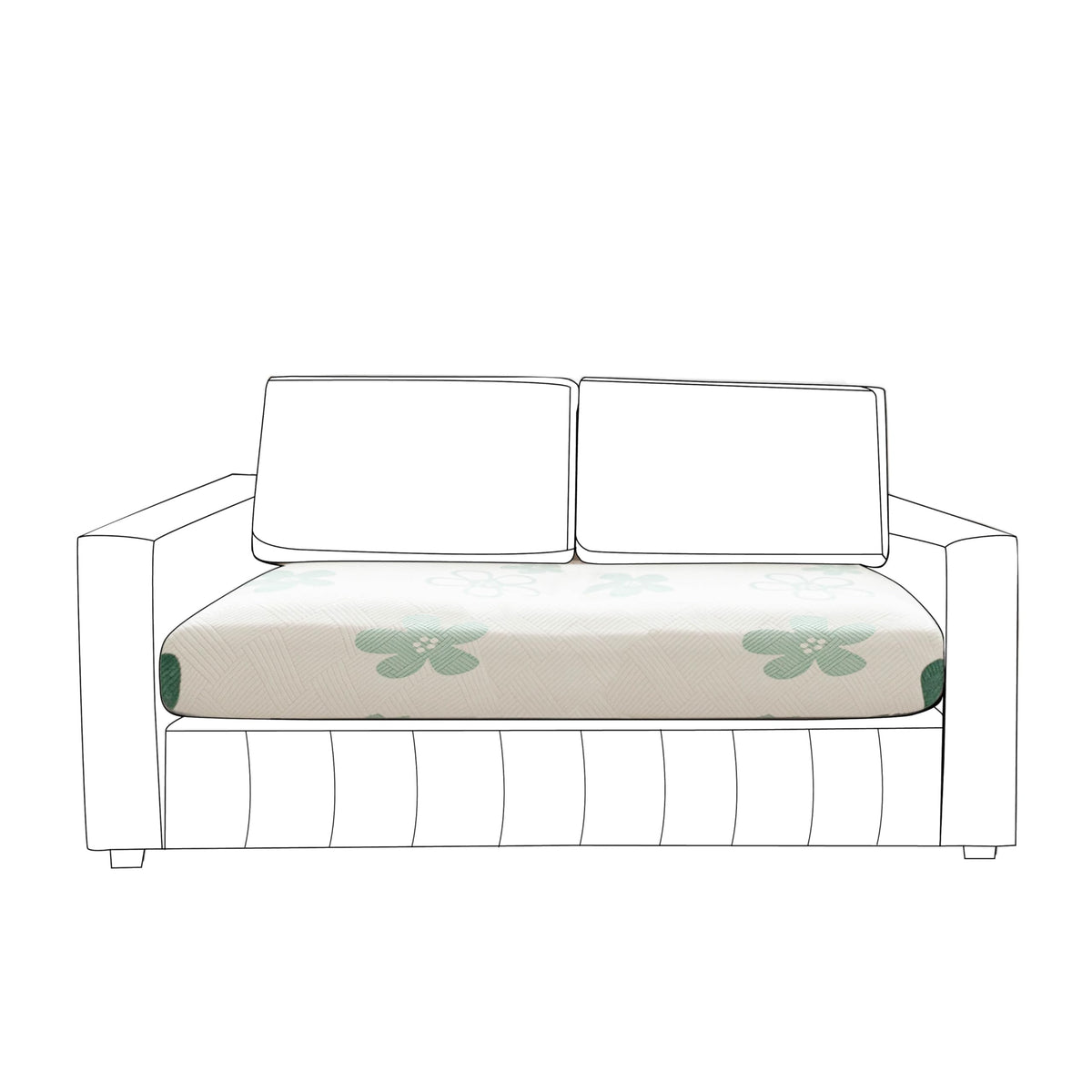 Stretchable Thick Fleece Textured Seat Couch Cushion Cover for 1/2/3 Seater, Celadon Green