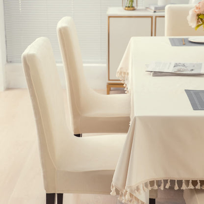 Elastic Stretchable Premium Velvet Dining Chair Cover, Beige
