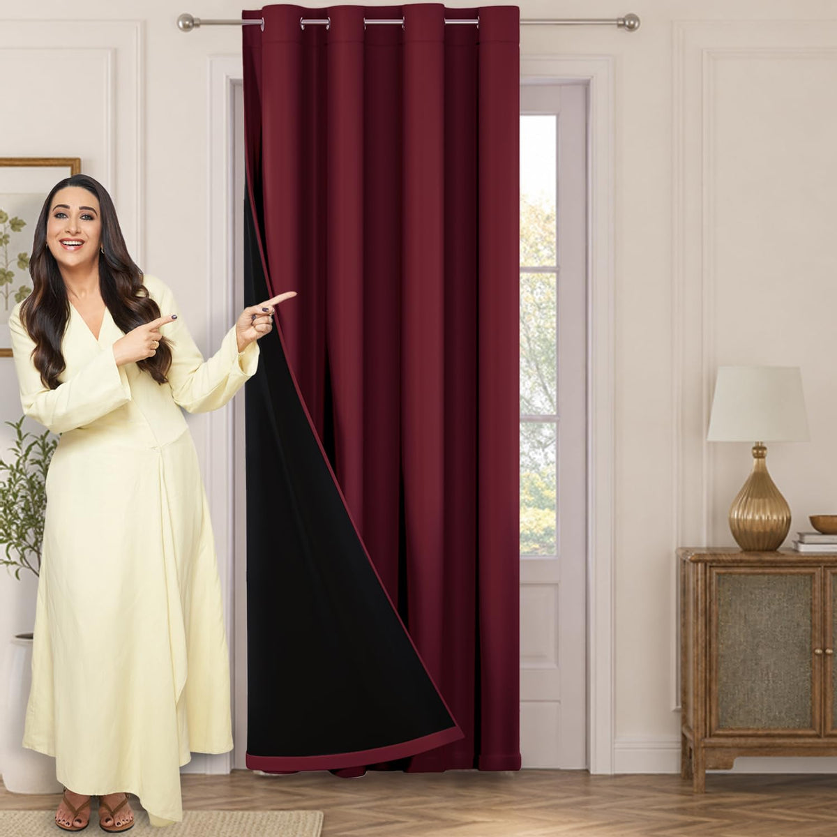 HOKIPO Midnight True Blackout Curtains, 7 Feet Long - Maroon