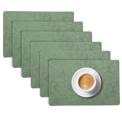 Hibiscus Bloom Washable Leather Mats for Dining Table - Sage Green