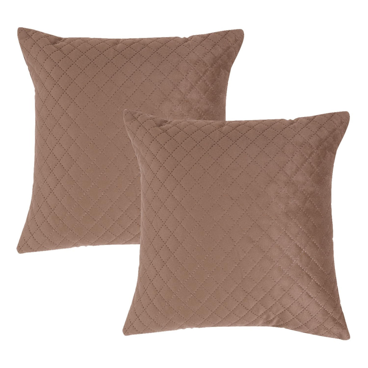 Buy Russet Brown Colour Quilted Velvet Cushion Covers in set of 2