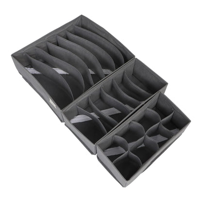 Non-Woven Fabric Undergarment Organizer Storage Box For Drawers Bra Panty Socks Tie Lingerie Organizer For Wardrobe, Grey