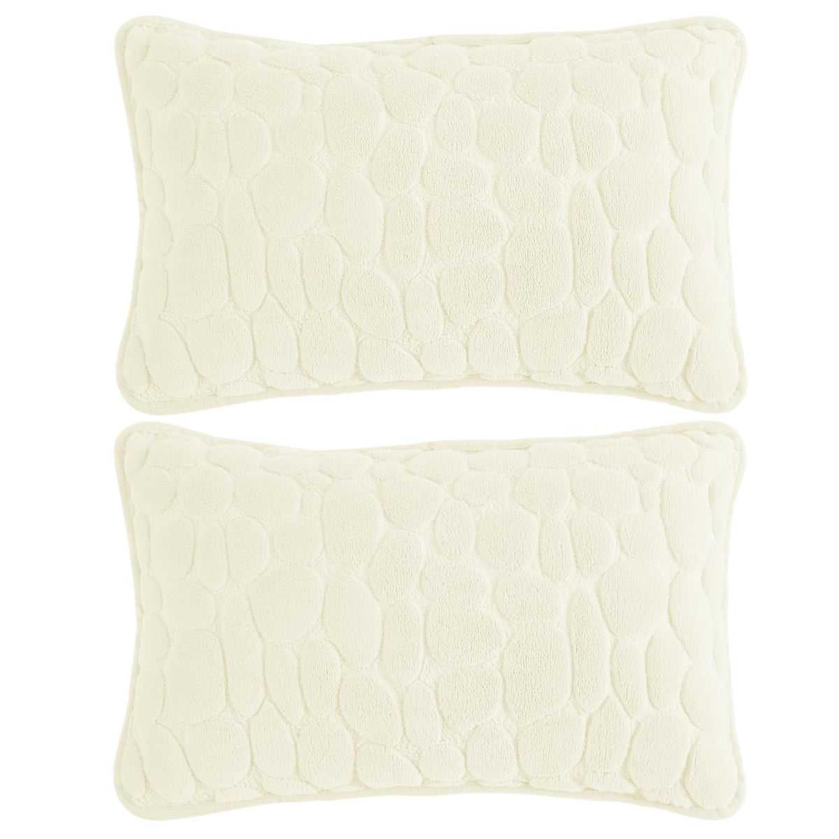 Buy Cute Bliss White colour Zippered Pebble Texture Milk Velvet Cushion Covers