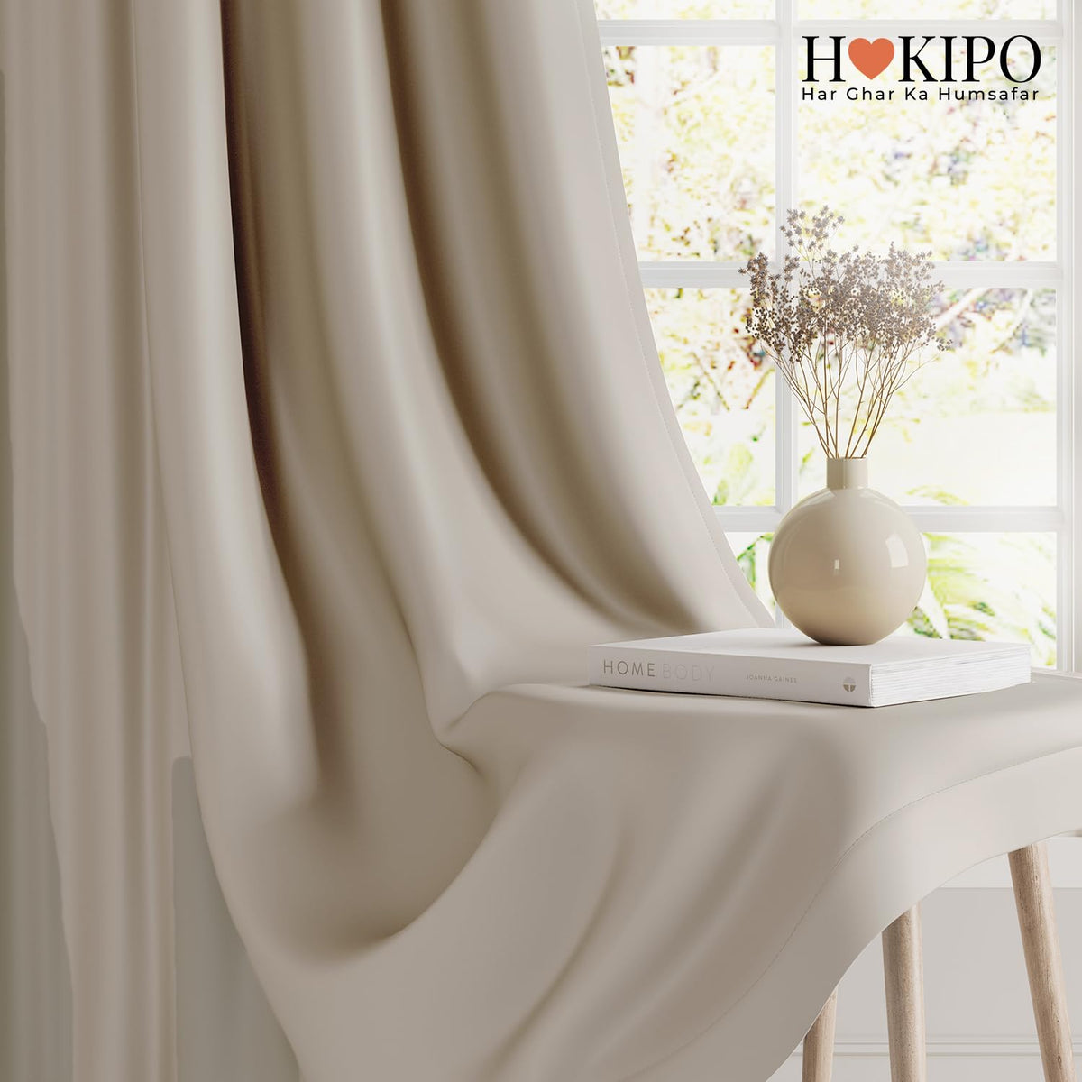 HOKIPO Midnight True Blackout Curtains, 7 Feet Long - Beige - image 6