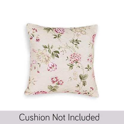 HOKIPO Quilted Sofa Cover Seat Mat for 1/2/3 Seater and Cushion Cover, Beige Peonies