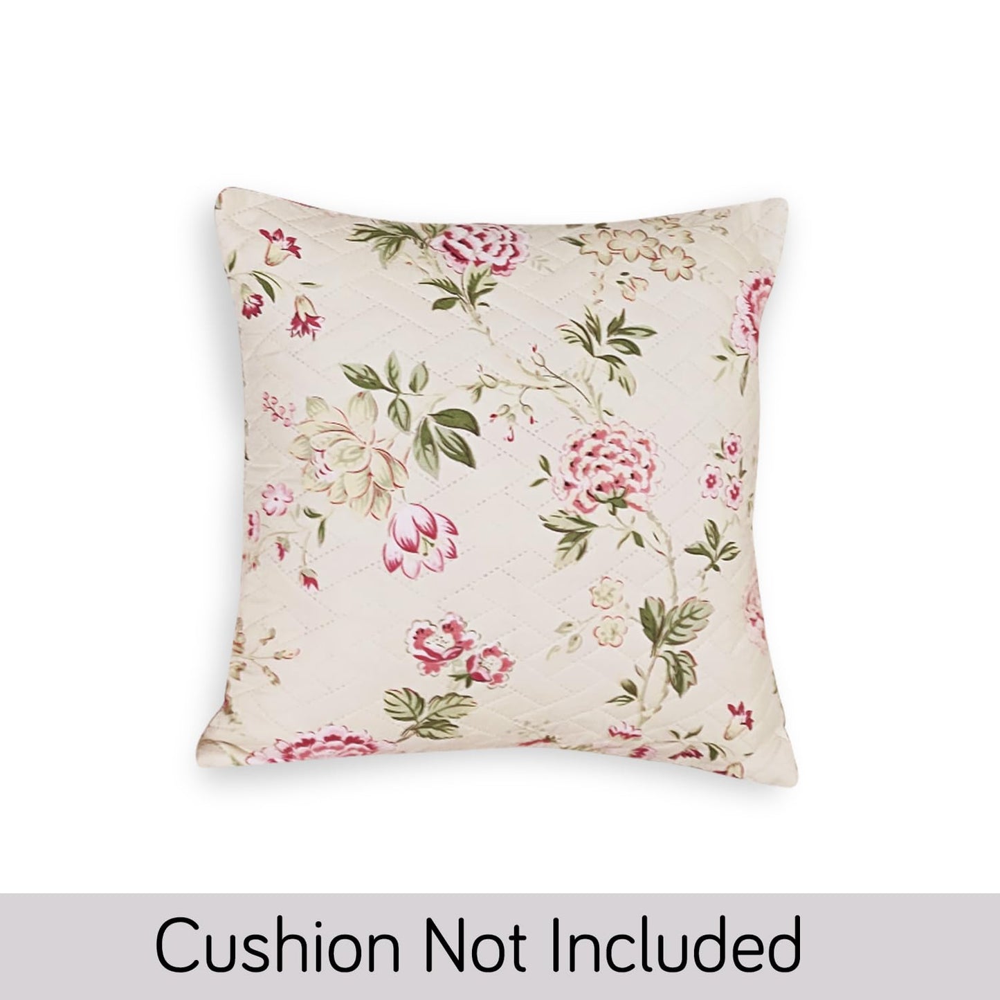 HOKIPO Quilted Sofa Cover Seat Mat for 1/2/3 Seater and Cushion Cover, Beige Peonies