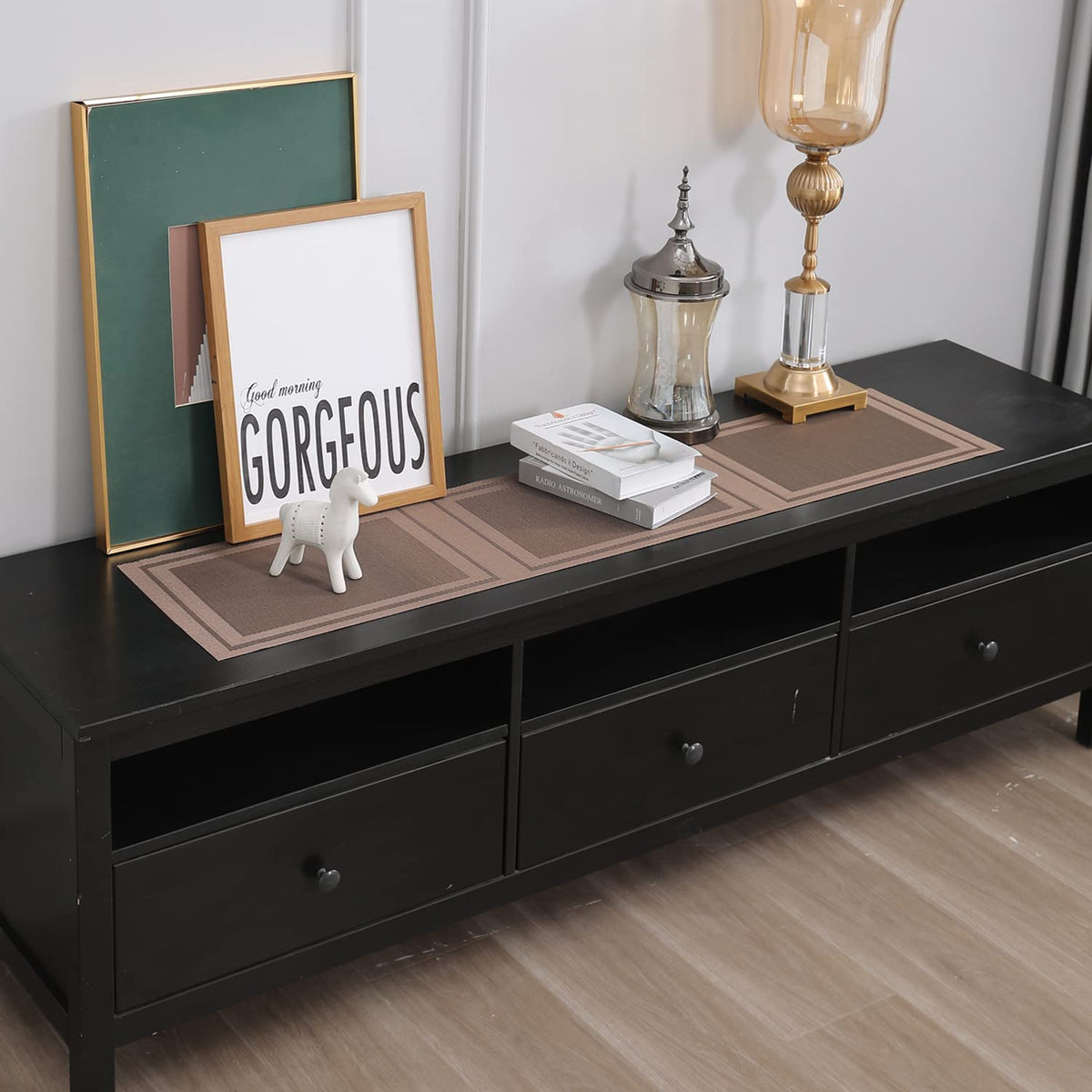 Buy Copper Brown Colour PVC Side Tables Runner | HOKIPO