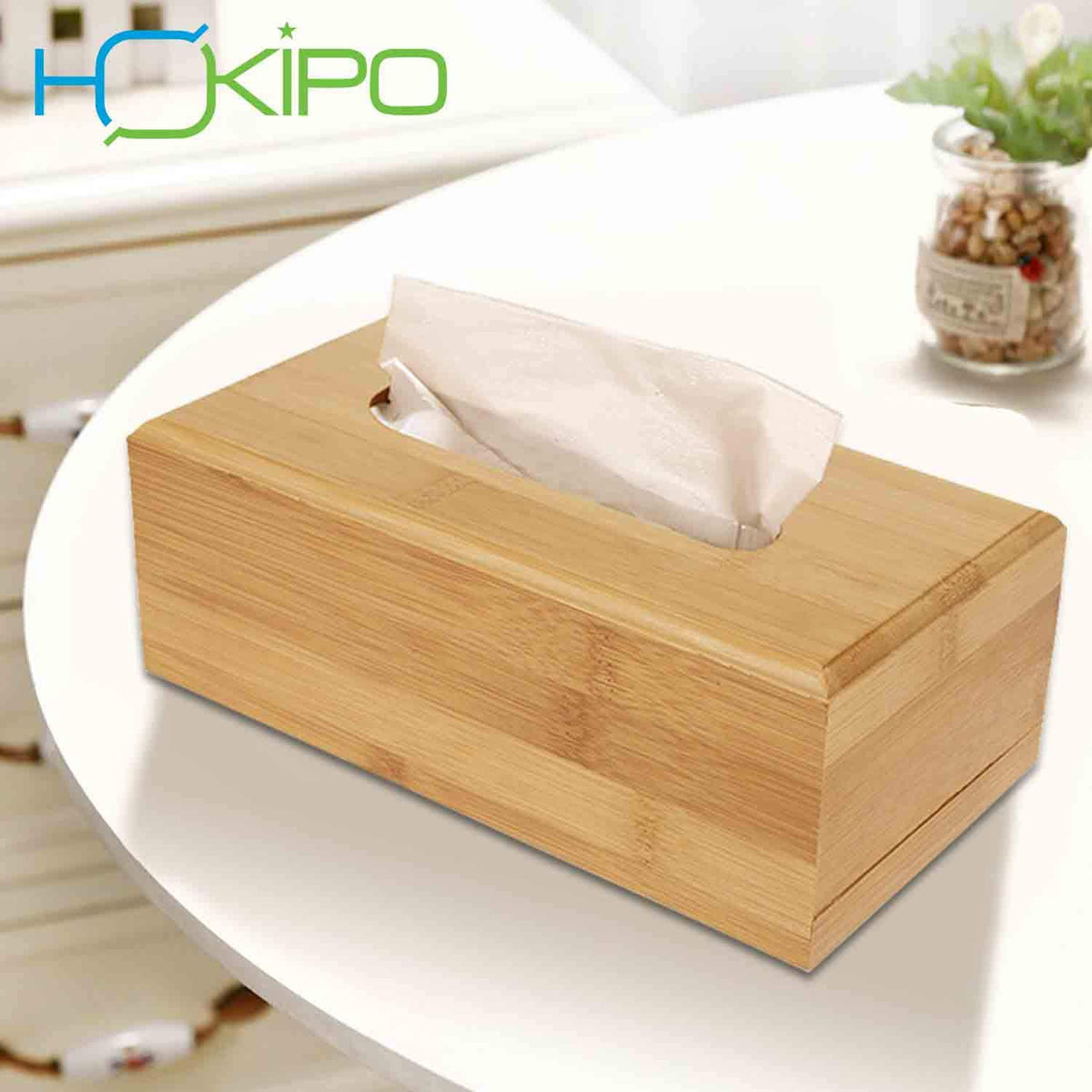Buy premium rectangular bamboo tissue box | HOKIPO