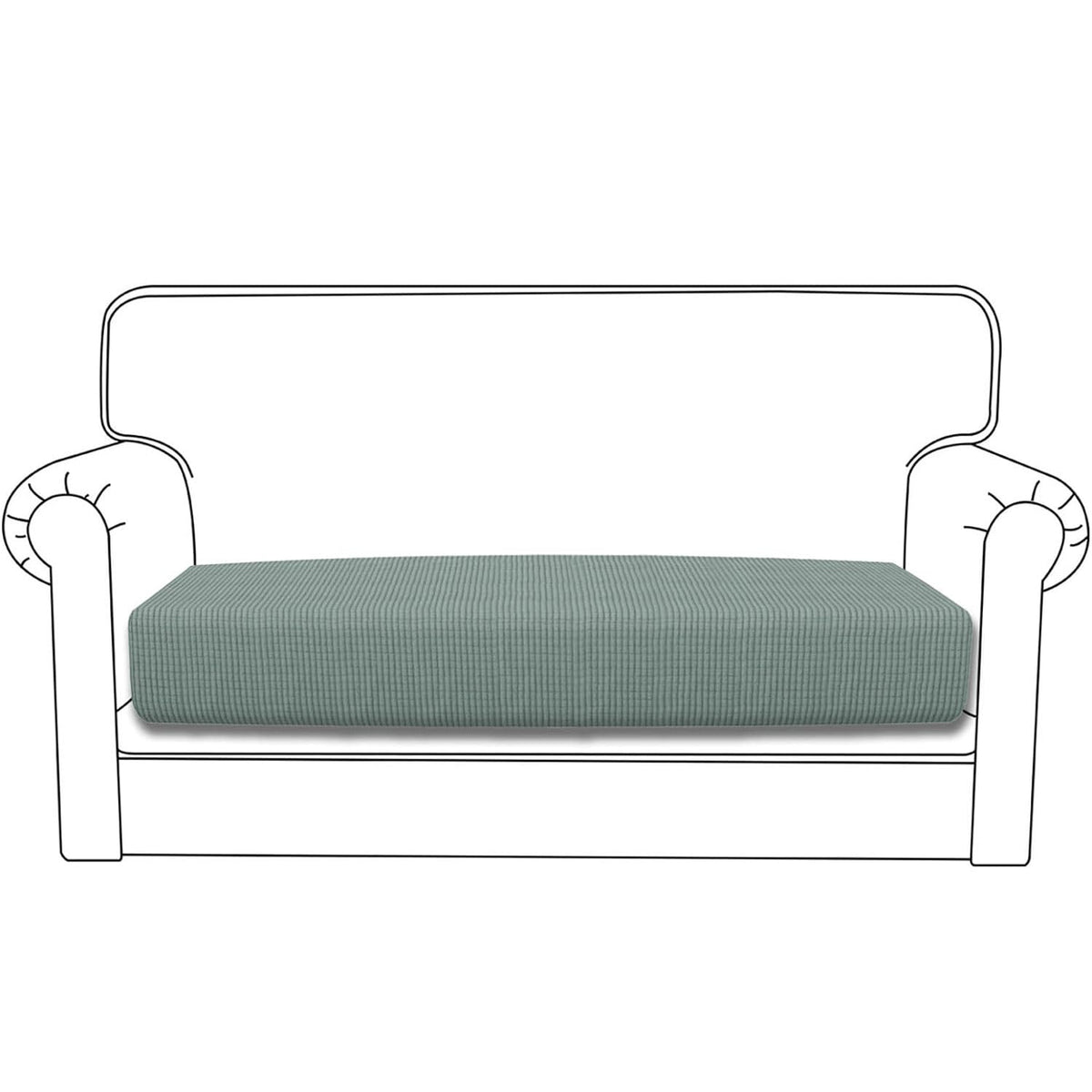 Stretchable Thick Jacquard Textured Seat Cushion Cover for 1/2/3 Seaters / Pieces for Sofa, Green