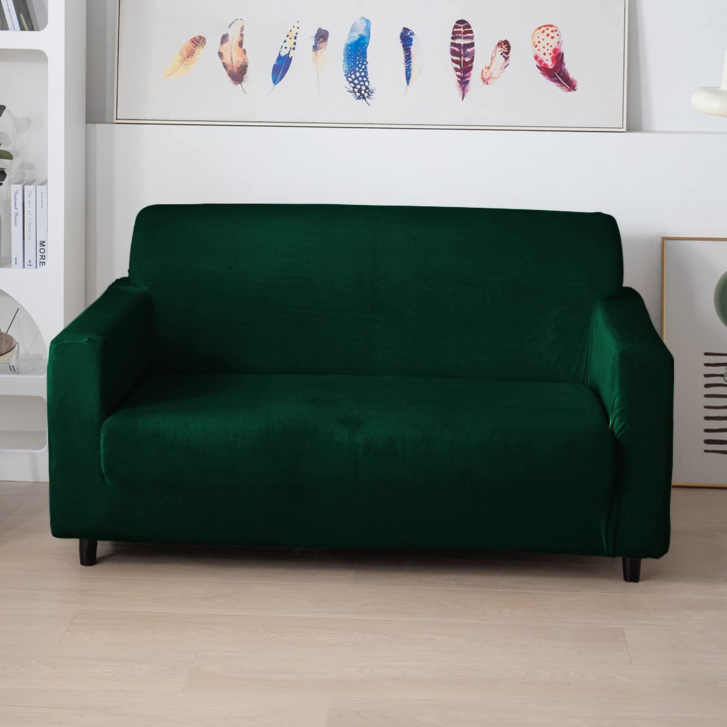 Luxury two seater Hunter Green elastic velvet sofa cover​s