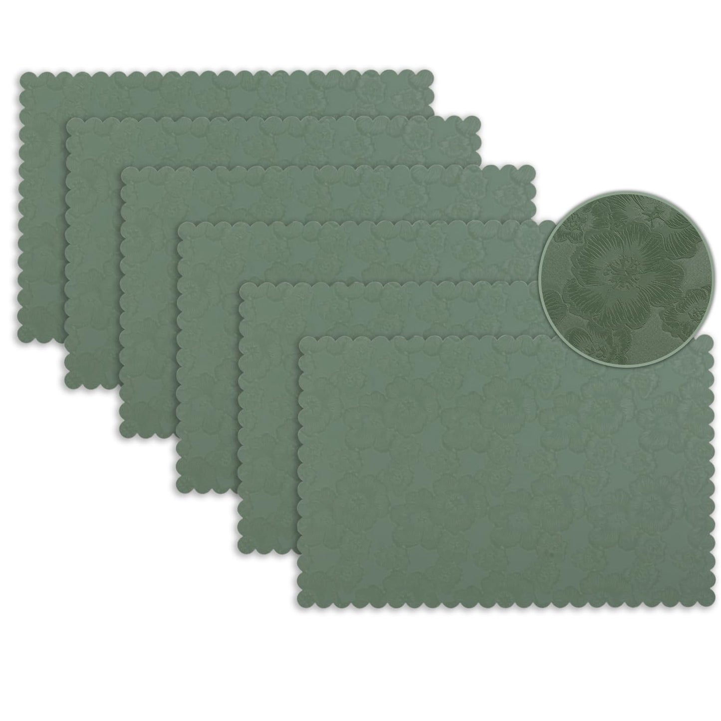Florista Blush Royal Luxe Faux Leather Mats for Dining Table - Sage Green