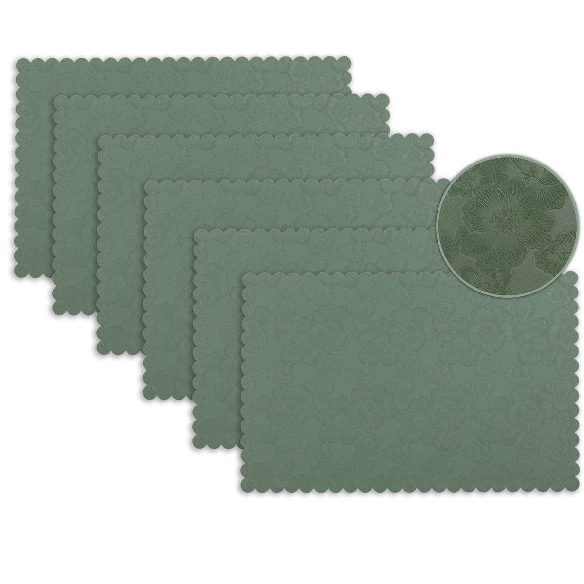 Florista Blush Royal Luxe Faux Leather Mats for Dining Table - Sage Green