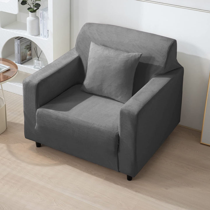 1 seater Dark Grey elastic stretchable sofa cover