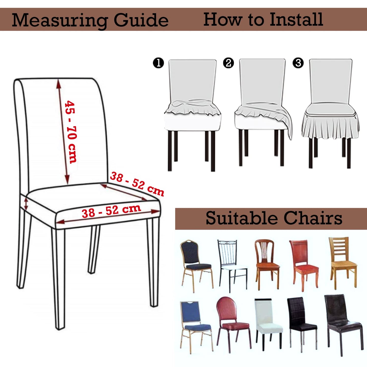 Elastic Stretchable 280 GSM Turkish Bubble Dining Chair Cover with Frill, Beige