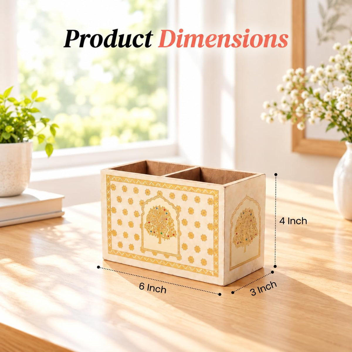 HOKIPO Cutlery Holder for Dining Table, Engineered Wood, Swarna Vriksha - image 6