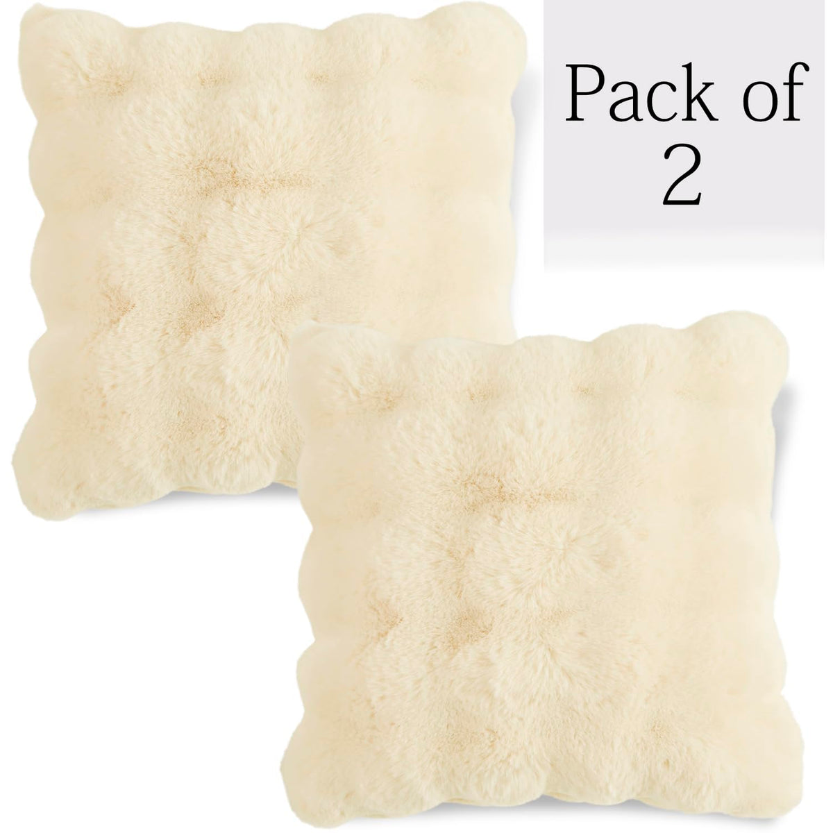 Buy cute Beige colour Zippered faux rabbit fur Pillow Covers