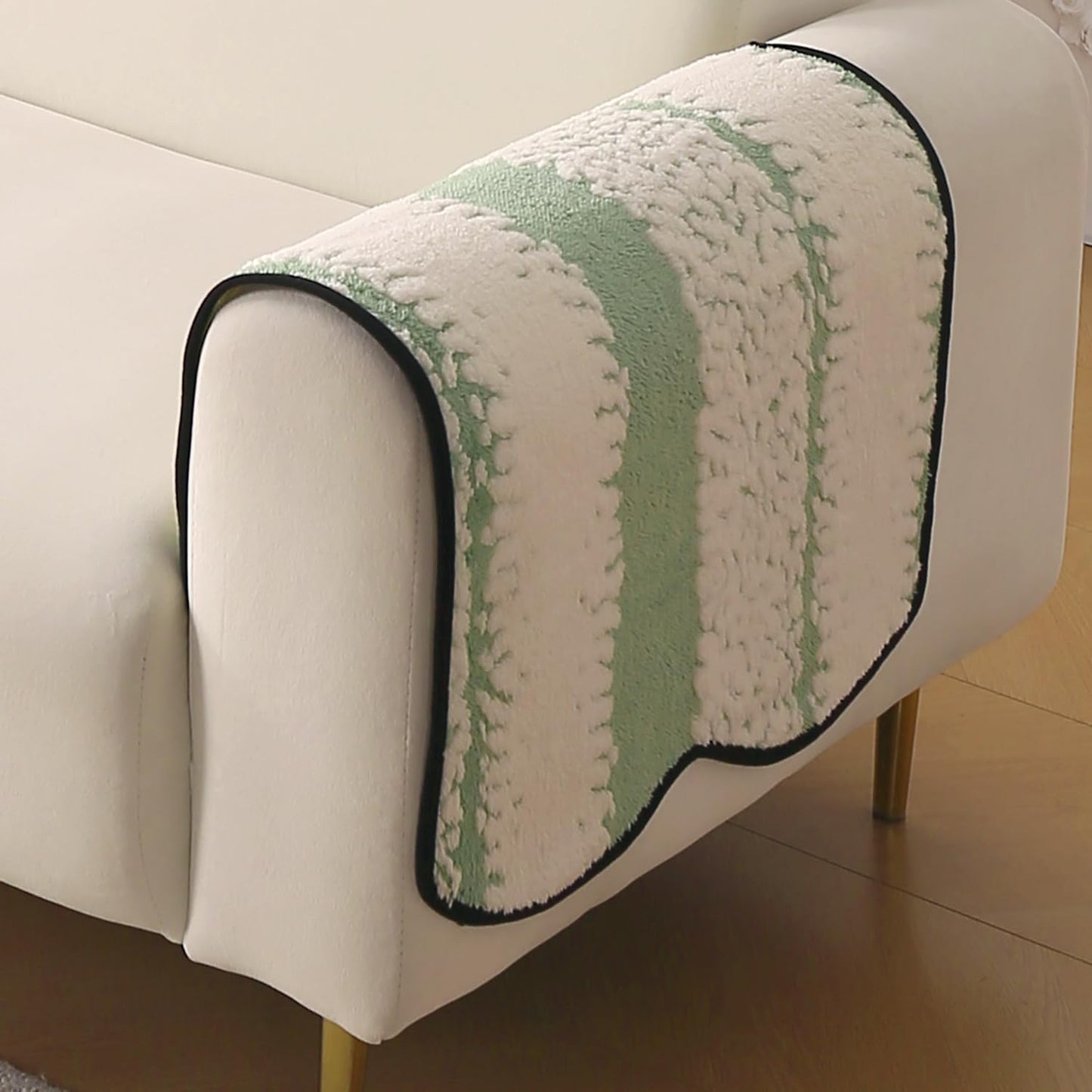 Luxury Wavy Anti Slip Plush Sofa Cover Mat, Pistachio Green