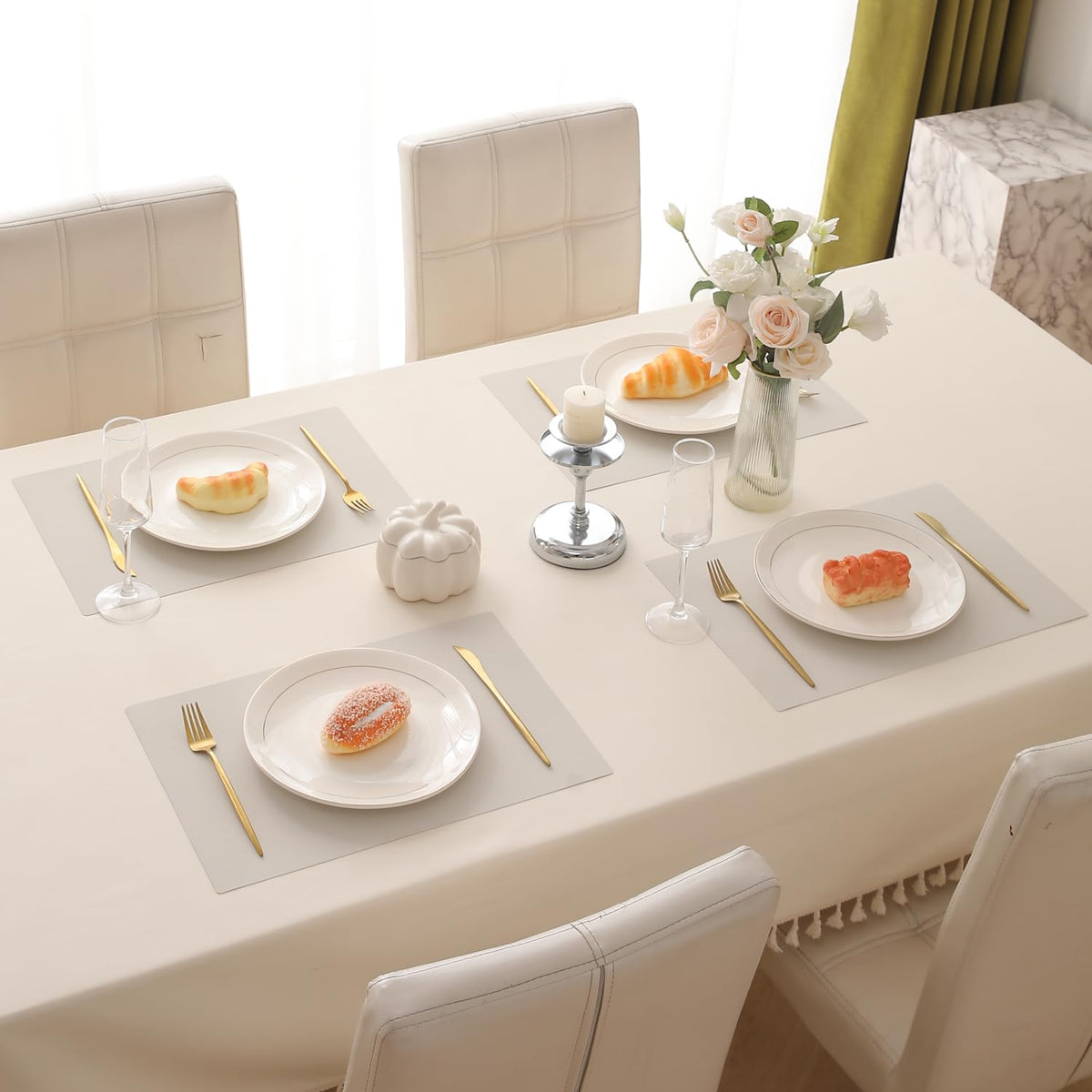 PP Waterproof Dining Table Mat, Beige