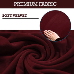 Premium 210 GSM Velvet Stretchable Ottoman Foot Rest Stool Cover, Burgundy