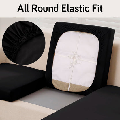 100% Waterproof Stretchable Seat Couch Cushion Cover for 1/2/3 Seater, Black