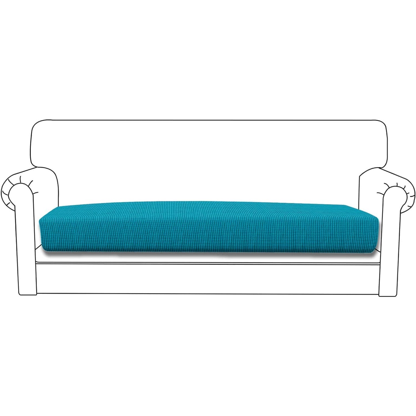 Stretchable Thick Jacquard Textured Seat Cushion Cover for 1/2/3 Seaters / Pieces for Sofa, Teal
