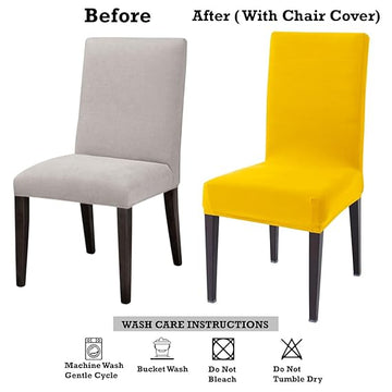 Stretchable dining chair cover – before and after with care tips