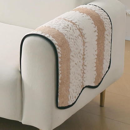 Luxury Wavy Anti Slip Plush Sofa Cover Mat, Desert Brown