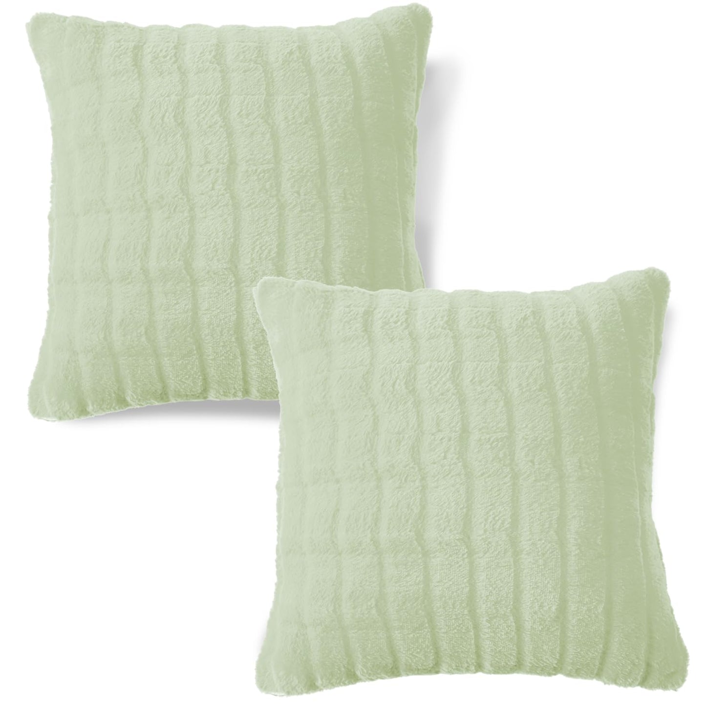 Buy Cute Pastel Green colour Zippered Plush Pillow Covers