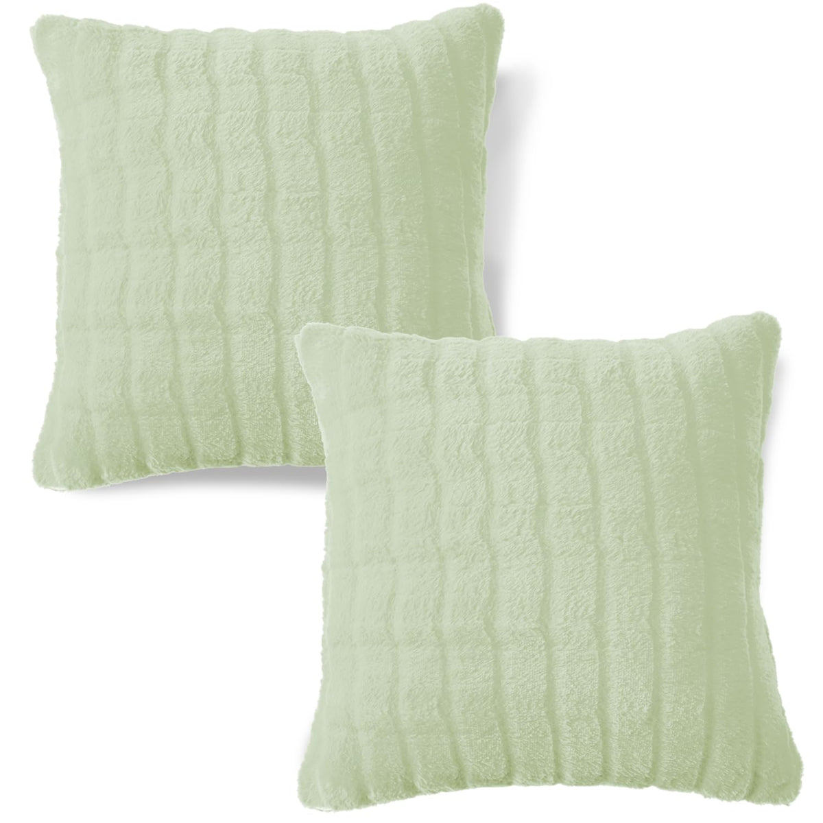 Buy Cute Pastel Green colour Zippered Plush Pillow Covers