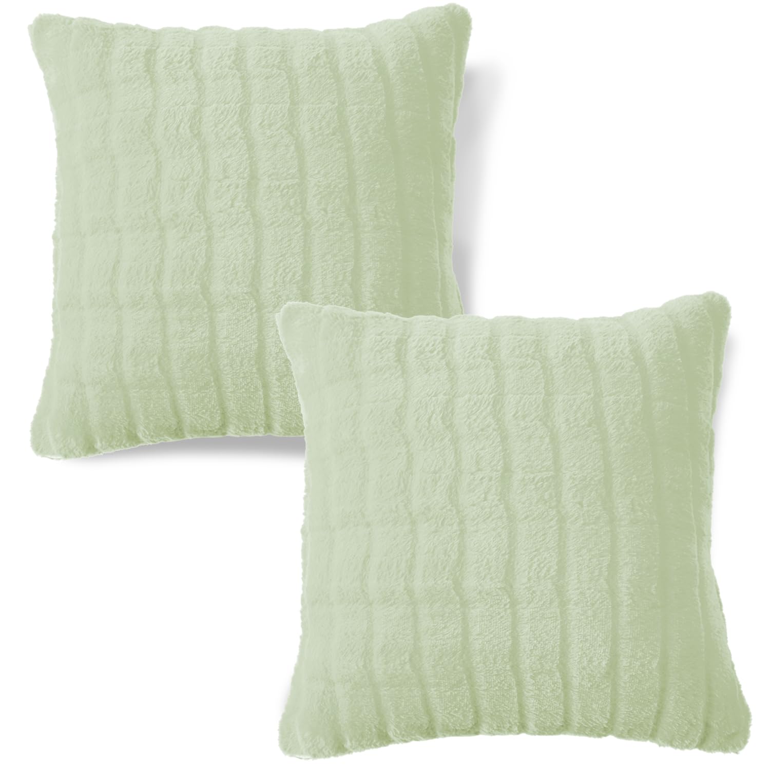 Buy Cute Pastel Green colour Zippered Plush Pillow Covers