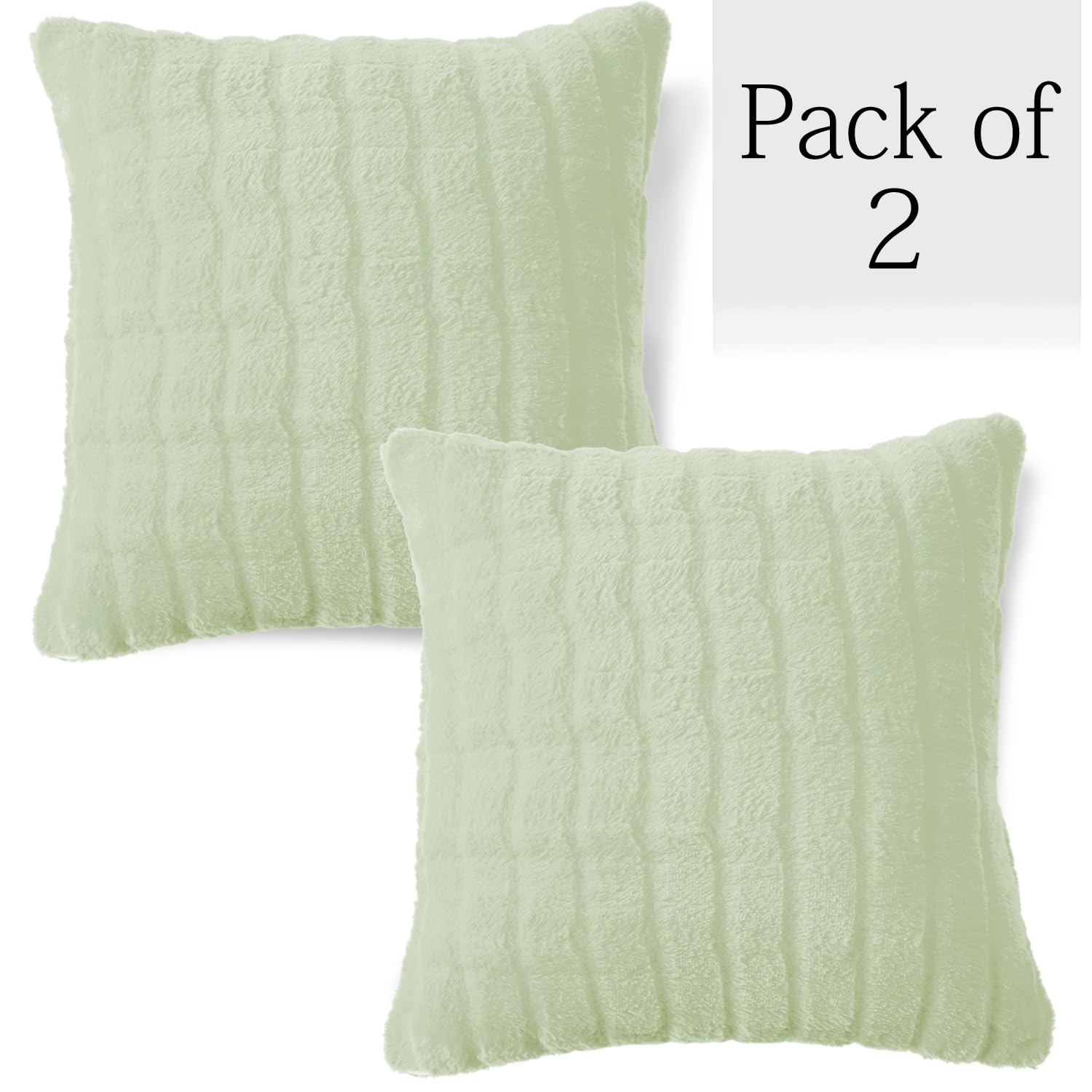 Buy Pastel Green Colour Premium Zippered Plush cushion covers in set of 2