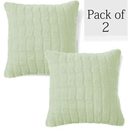 Buy Pastel Green Colour Premium Zippered Plush cushion covers in set of 2