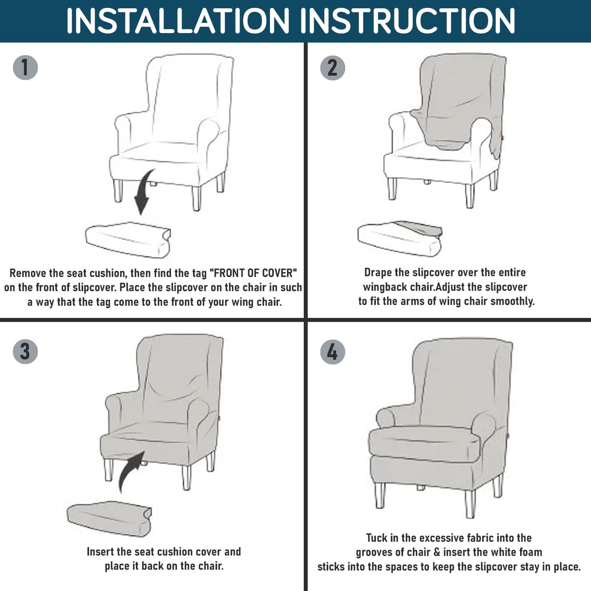 Guide on How to Put on Sea Blue Tropical Leaves Elastic Wing Chair Cover