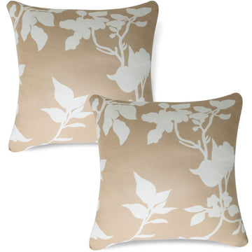 Cute Buff Brown Sillehoute Floral Printed square pillow covers online