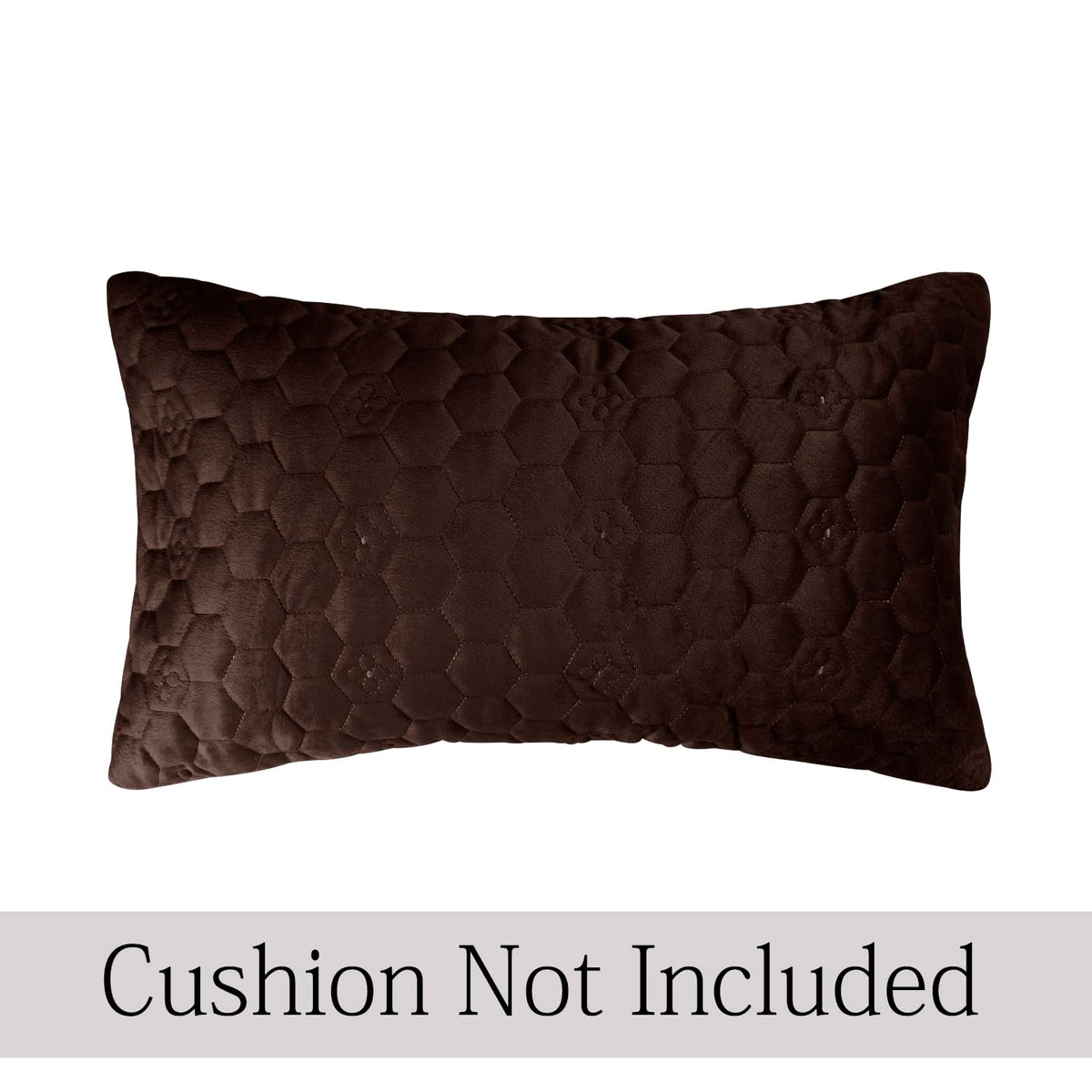 Buy Coffee Brown Colour Premium Zippered Hexagonal Texture Velvet Cushion Covers | Rectangular Pillows