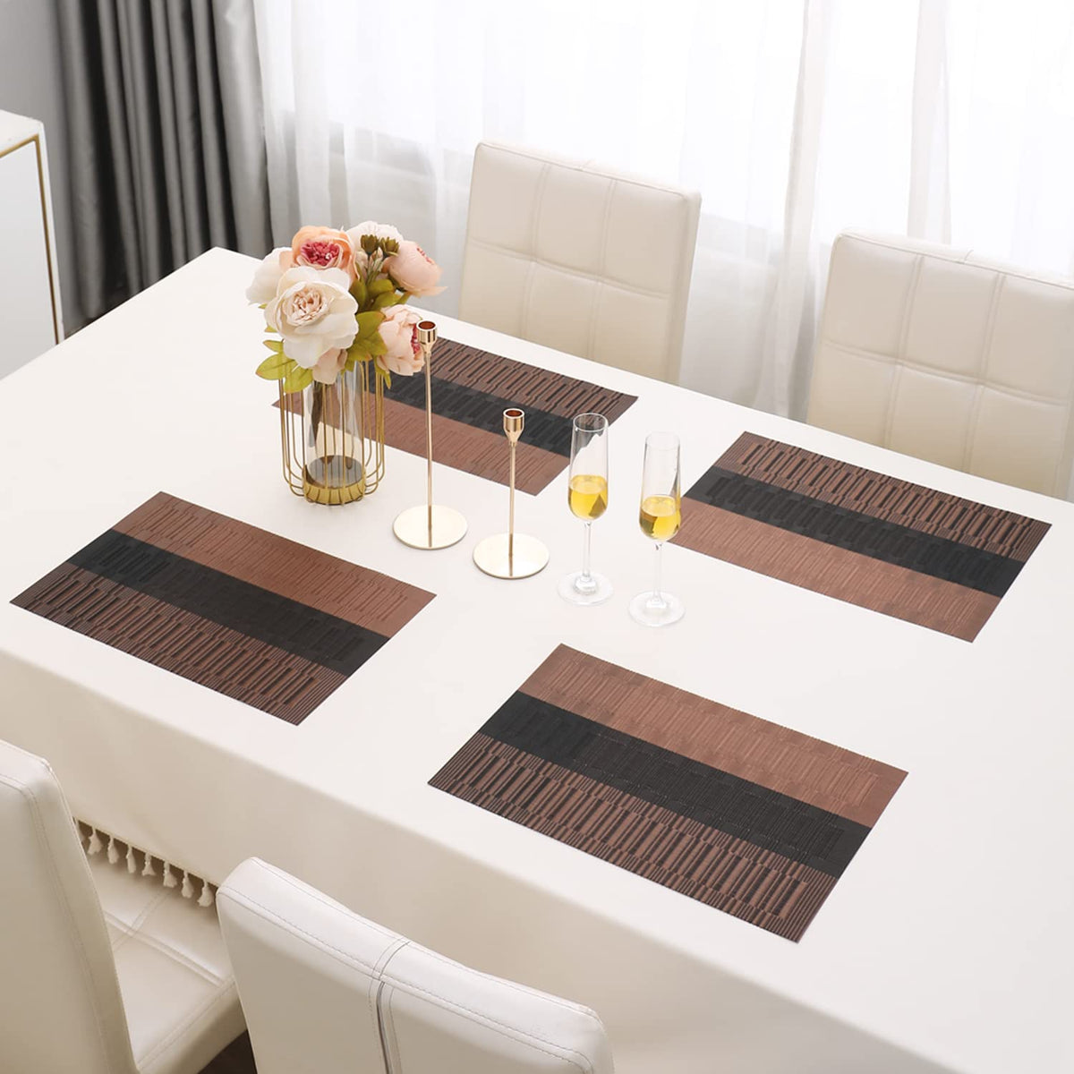 PVC Dining Table Mats, Metalic Brown