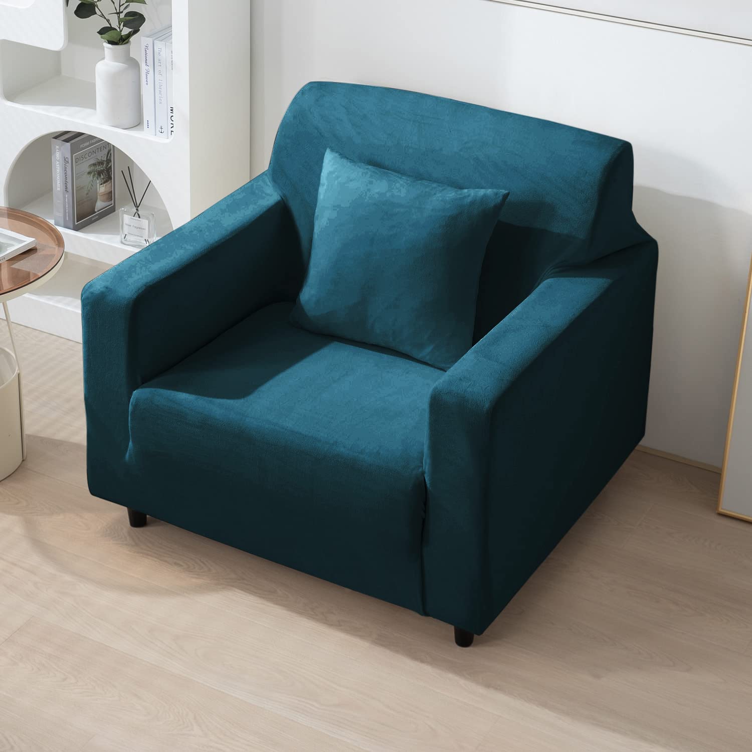 1 seater Peacock Blue elastic stretchable sofa cover