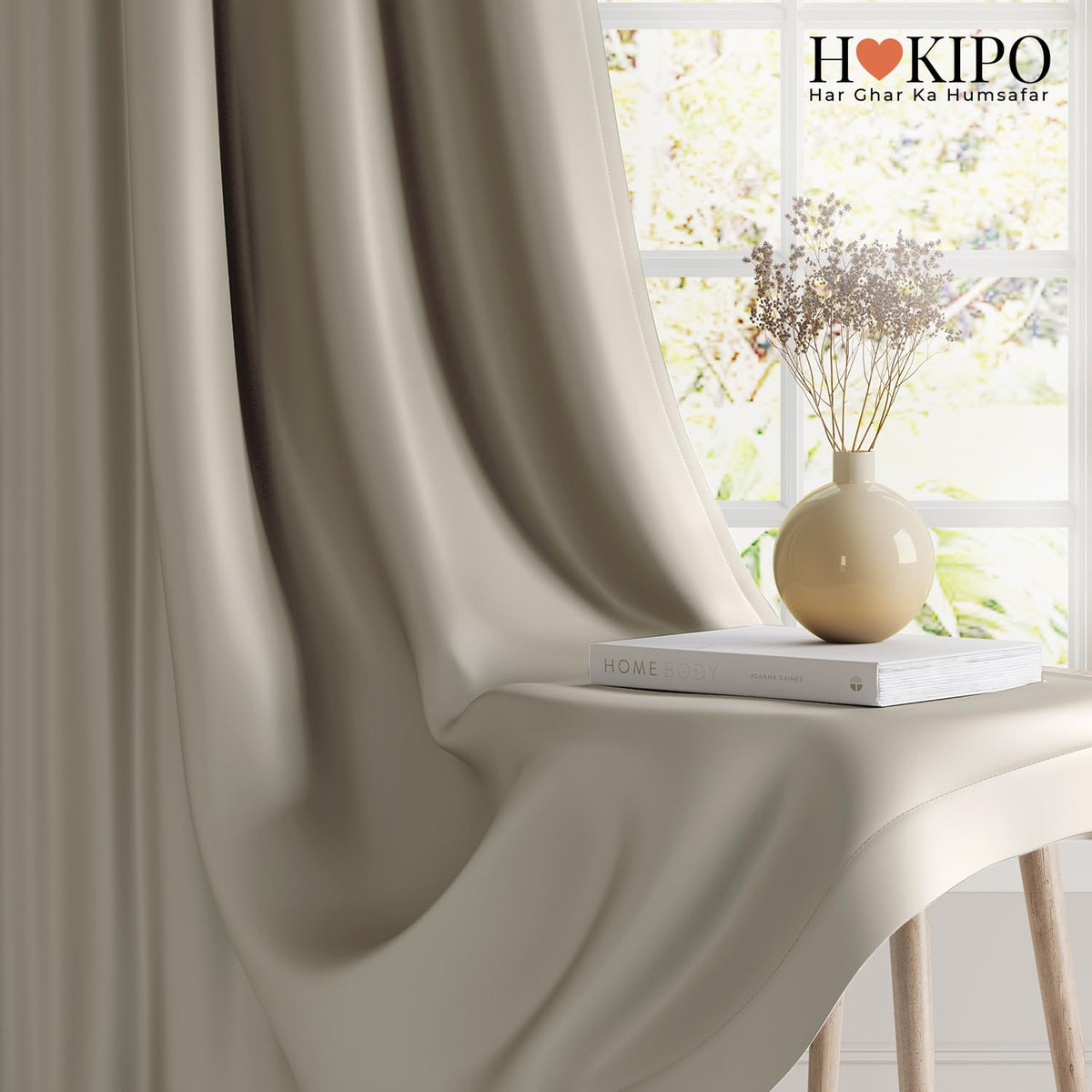 HOKIPO Midnight True Blackout Curtains, 7 Feet Long - Taupe - image 6