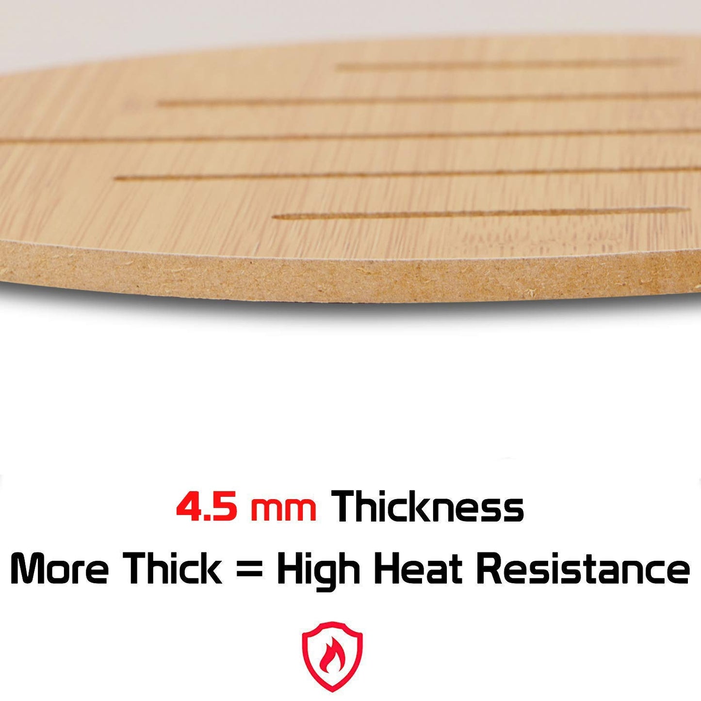HOKIPO Eco-Friendly Extra Thick Bamboo Wooden Coasters for Dining Table Heat Pad for Kitchen - Pack of 2/4/6